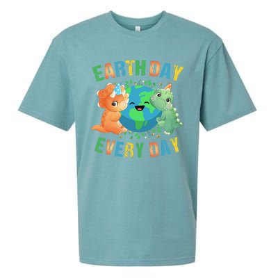 Earth Day Every Day Dinosaur Hugging Earth Nature Dino Lover Gift Sueded Cloud Jersey T-Shirt