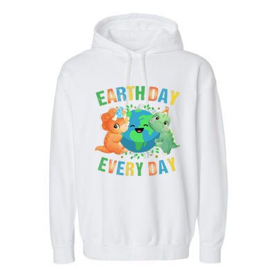 Earth Day Every Day Dinosaur Hugging Earth Nature Dino Lover Gift Garment-Dyed Fleece Hoodie