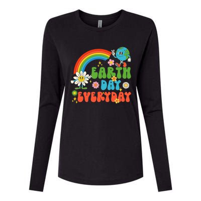 Earth Day Everyday Rainbow Hippie Groovy Save Planet Earth Gift Womens Cotton Relaxed Long Sleeve T-Shirt