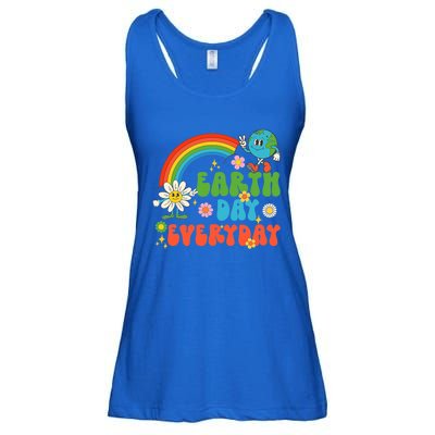 Earth Day Everyday Rainbow Hippie Groovy Save Planet Earth Gift Ladies Essential Flowy Tank