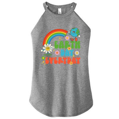 Earth Day Everyday Rainbow Hippie Groovy Save Planet Earth Gift Women’s Perfect Tri Rocker Tank