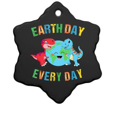 Earth Day Every Day Dinosaur Hugging Earth Nature Dino Lover Ceramic Star Ornament