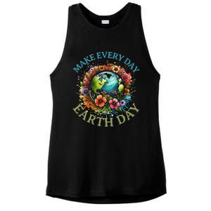 Earth Day Every Day Groovy Retro 70s Earth Day Ladies PosiCharge Tri-Blend Wicking Tank