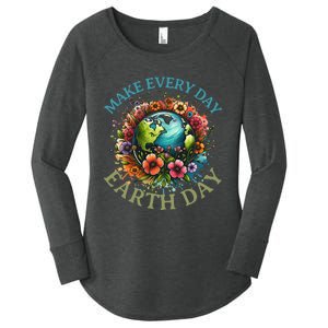 Earth Day Every Day Groovy Retro 70s Earth Day Women's Perfect Tri Tunic Long Sleeve Shirt