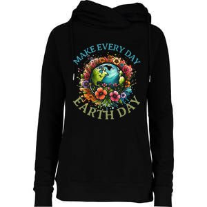 Earth Day Every Day Groovy Retro 70s Earth Day Womens Funnel Neck Pullover Hood