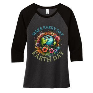 Earth Day Every Day Groovy Retro 70s Earth Day Women's Tri-Blend 3/4-Sleeve Raglan Shirt