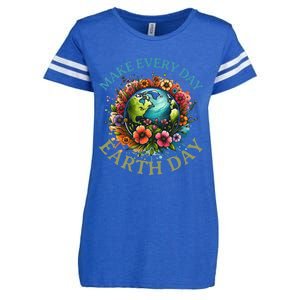 Earth Day Every Day Groovy Retro 70s Earth Day Enza Ladies Jersey Football T-Shirt