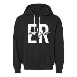 Emergency Department ER Nurse Front + Back Emergency Room Garment-Dyed Fleece Hoodie