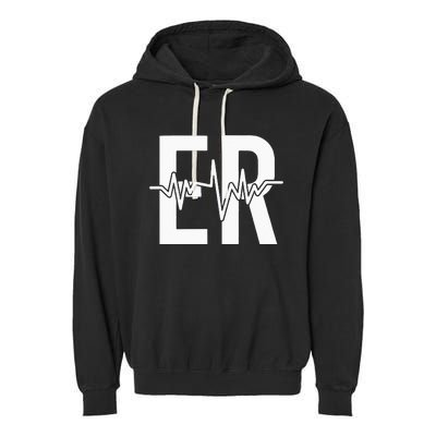 Emergency Department ER Nurse Front + Back Emergency Room Garment-Dyed Fleece Hoodie