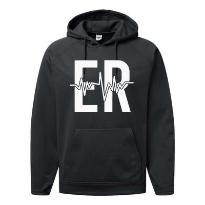 Emergency Department ER Nurse Front + Back Emergency Room Performance Fleece Hoodie