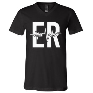 Emergency Department ER Nurse Front + Back Emergency Room V-Neck T-Shirt