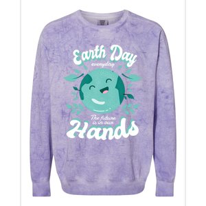 Earth Day (Everyday The Future Is In Our Hands) Great Gift Colorblast Crewneck Sweatshirt