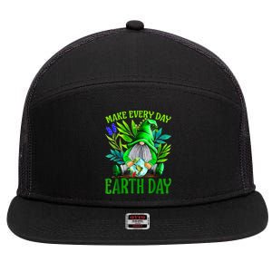 Earth Day Every Day Happy Earth Day 2024 Gnome 7 Panel Mesh Trucker Snapback Hat