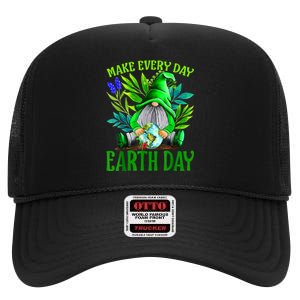 Earth Day Every Day Happy Earth Day 2024 Gnome High Crown Mesh Back Trucker Hat