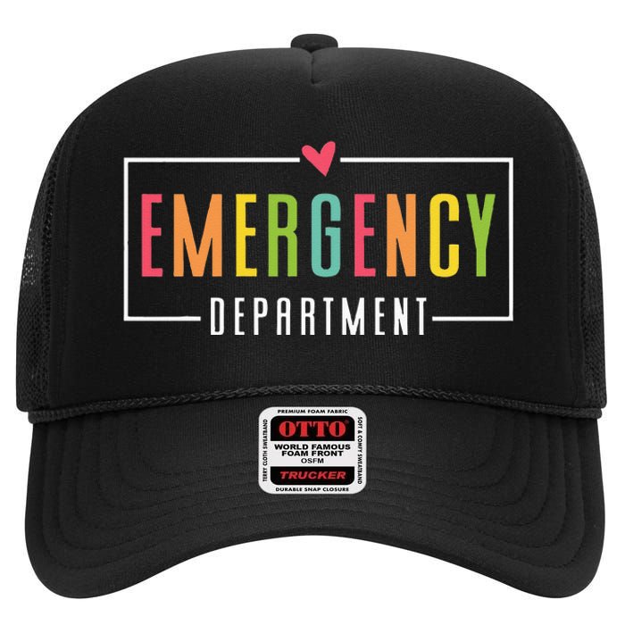 Emergency Department Emergency Room Healthcare High Crown Mesh Back Trucker Hat