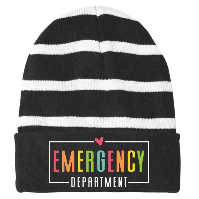 Emergency Department Emergency Room Healthcare Striped Beanie with Solid Band