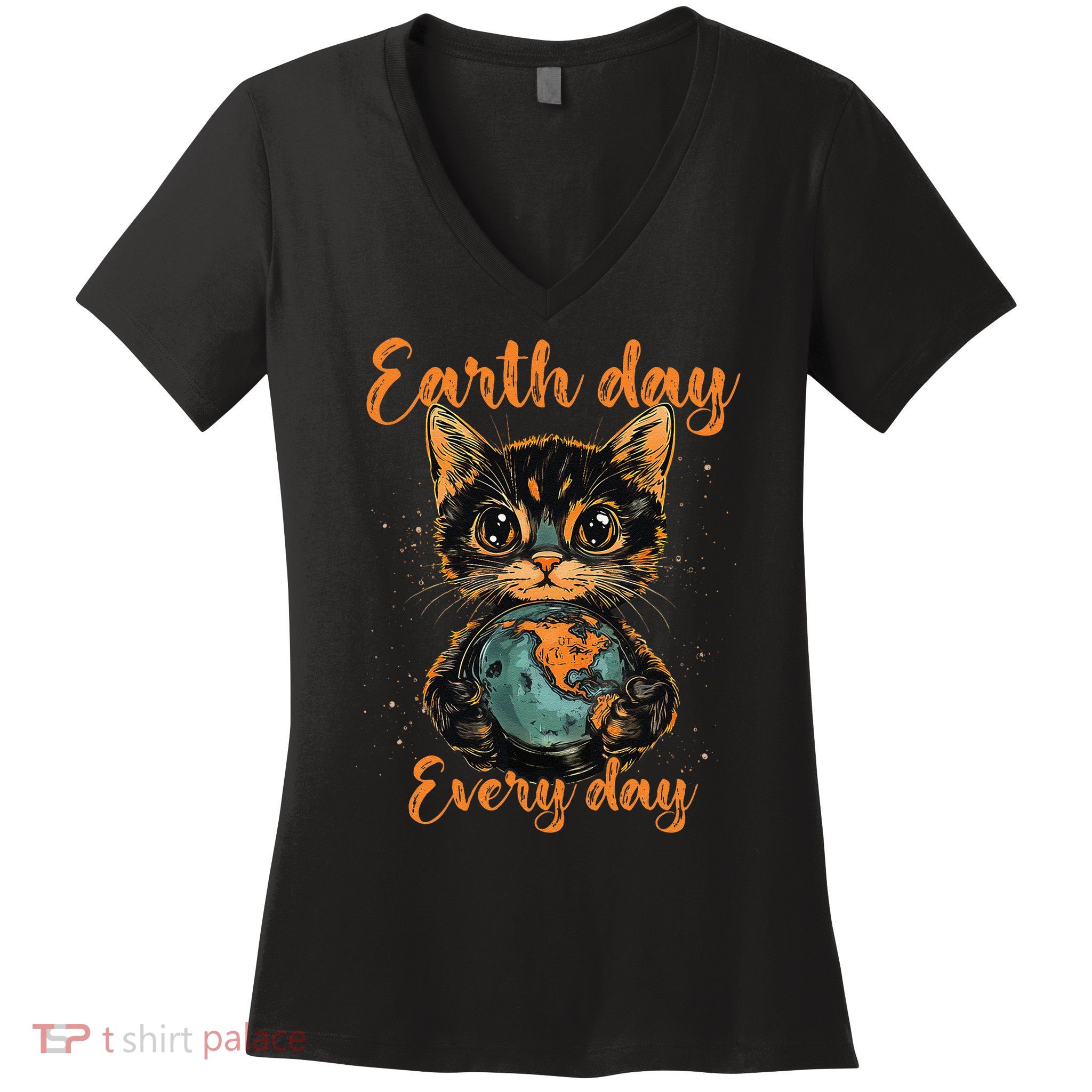 Earth Day Every day Cat Earth Day Cat Lovers Recycling Women's V-Neck T-Shirt