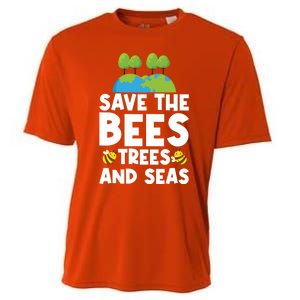 Earth Day Environtal Save The Bees Trees And Seas Meaningful Gift Cooling Performance Crew T-Shirt