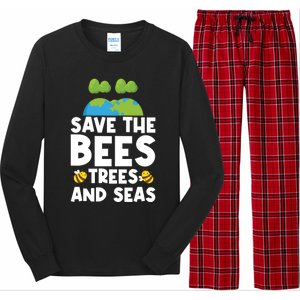 Earth Day Environtal Save The Bees Trees And Seas Meaningful Gift Long Sleeve Pajama Set