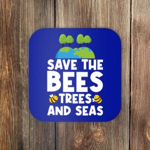 Earth Day Environtal Save The Bees Trees And Seas Meaningful Gift Coaster