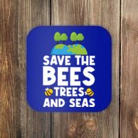 Earth Day Environtal Save The Bees Trees And Seas Meaningful Gift Coaster