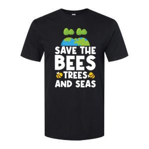 Earth Day Environtal Save The Bees Trees And Seas Meaningful Gift Softstyle CVC T-Shirt