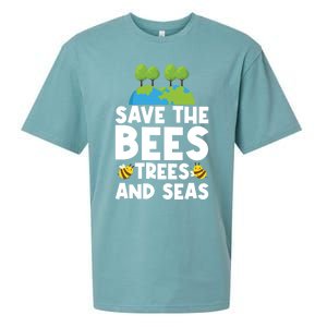 Earth Day Environtal Save The Bees Trees And Seas Meaningful Gift Sueded Cloud Jersey T-Shirt