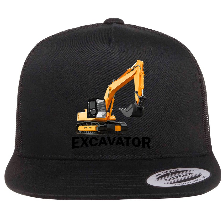 Excavator Design Flat Bill Trucker Hat