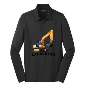 Excavator Design Silk Touch Performance Long Sleeve Polo