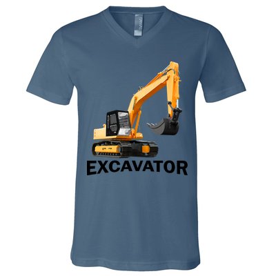 Excavator Design V-Neck T-Shirt
