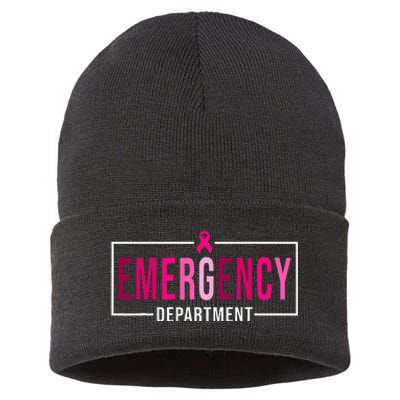 Emergency Departt Emergency Room Nurse Breast Cancer Sustainable Knit Beanie