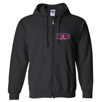 Emergency Departt Emergency Room Nurse Breast Cancer Full Zip Hoodie