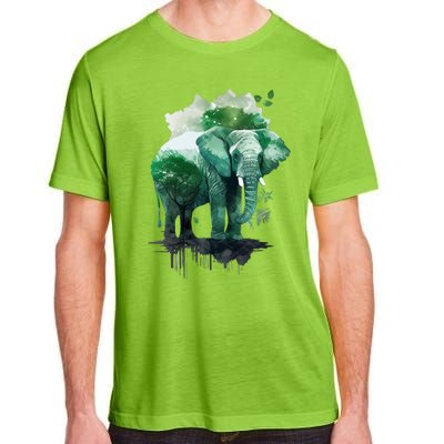 Earth Day Elephant Watercolor Art Green Theme Restore Earth Cute Gift Adult ChromaSoft Performance T-Shirt