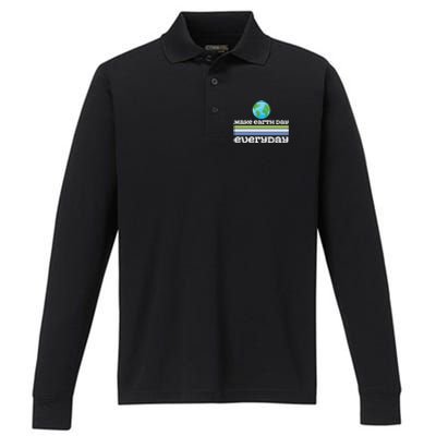 Earth Day Every Day Rainbow Make The Earth Green Again Gift Performance Long Sleeve Polo