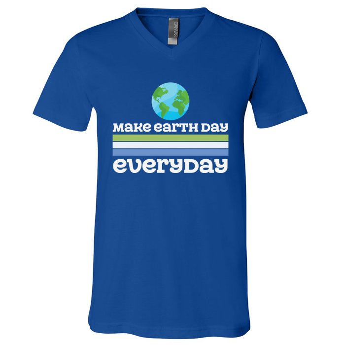 Earth Day Every Day Rainbow Make The Earth Green Again Gift V-Neck T-Shirt