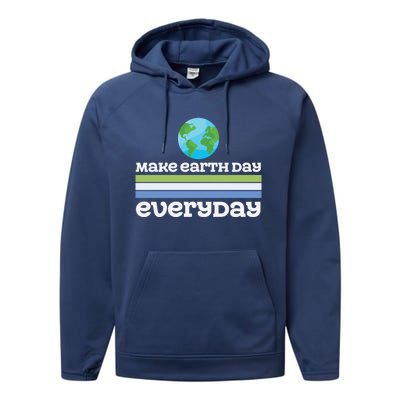 Earth Day Every Day Rainbow Make The Earth Green Again Gift Performance Fleece Hoodie