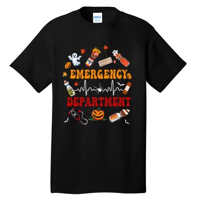 Emergency Department Er Nurse Halloween Groovy Fall Season Tall T-Shirt