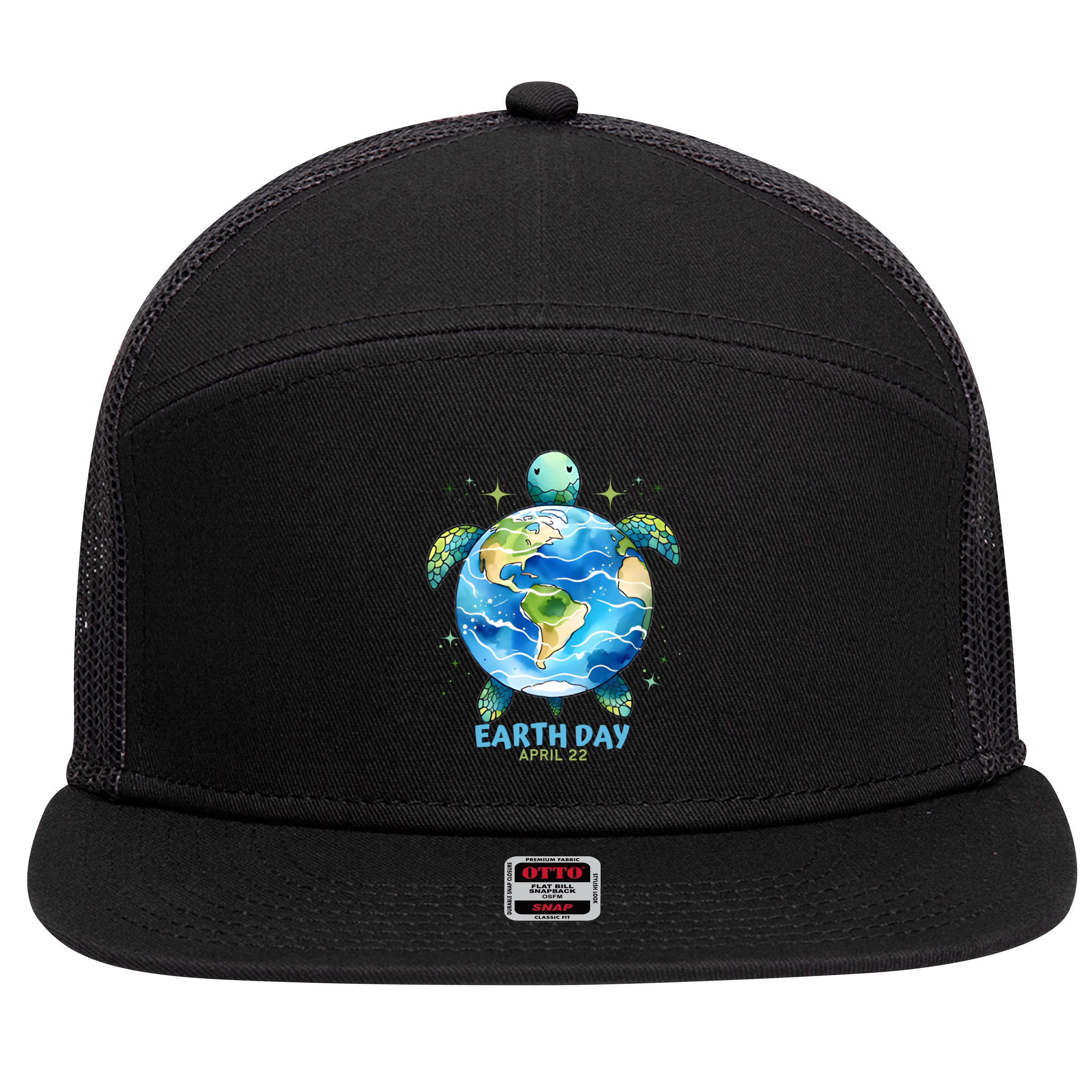 Earth Day Everyday April 22 Sea Turtle Save The Planet Cute Gift 7 Panel Mesh Trucker Snapback Hat