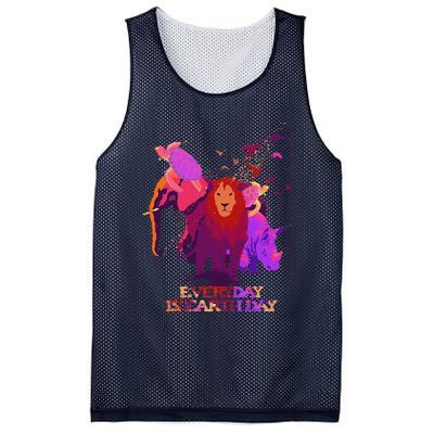 Earth Day Every Day Love Elephant Turtles Lion Rhino Birds Mesh Reversible Basketball Jersey Tank