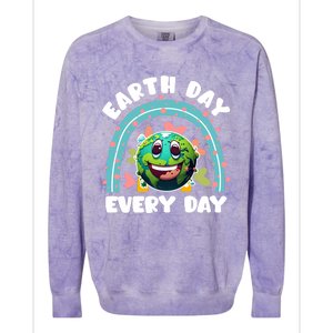 Earth Day Every Day Environtal Care Save Earth Funny Gift Colorblast Crewneck Sweatshirt