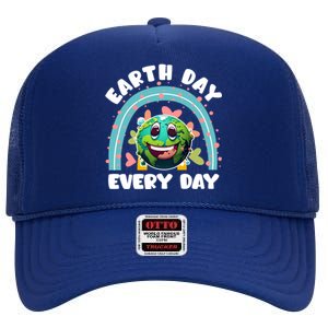 Earth Day Every Day Environtal Care Save Earth Funny Gift High Crown Mesh Back Trucker Hat