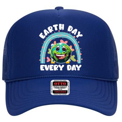 Earth Day Every Day Environtal Care Save Earth Funny Gift High Crown Mesh Back Trucker Hat