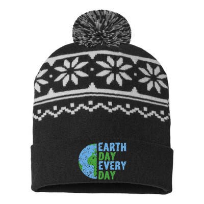 Earth Day Every Day Mother Earth Science Environmental USA-Made Snowflake Beanie