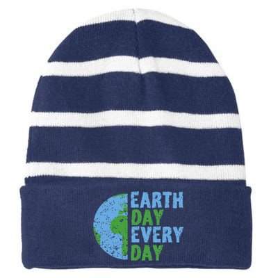 Earth Day Every Day Mother Earth Science Environmental Striped Beanie with Solid Band