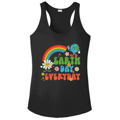 Earth Day Everyday Rainbow Hippie Groovy Save Planet Earth Ladies PosiCharge Competitor Racerback Tank