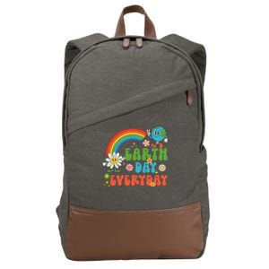 Earth Day Everyday Rainbow Hippie Groovy Save Planet Earth Cotton Canvas Backpack