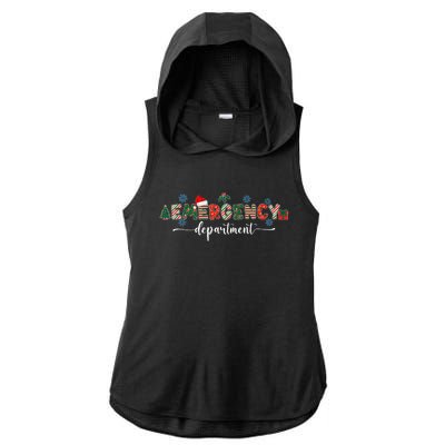 Emergency Department Er Nurse Christmas Emergency Room Ladies PosiCharge Tri-Blend Wicking Draft Hoodie Tank