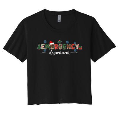 Emergency Department Er Nurse Christmas Emergency Room Women's Crop Top Tee