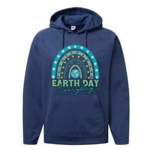 Earth Day Every Day Gift Earth Day Planet Everyday Rainbow Gift Performance Fleece Hoodie