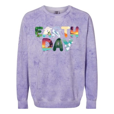 Earth Day Elements Nature Global Warming Colorblast Crewneck Sweatshirt